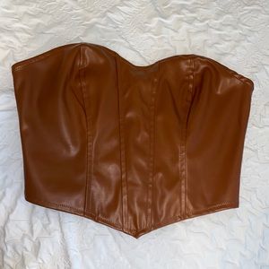 Coffee Brown Leather Crop